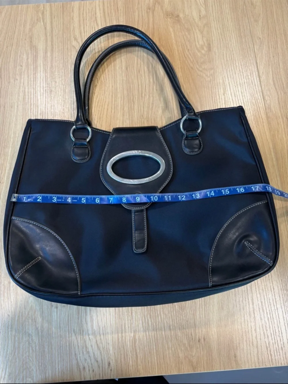 Apostrophe Black Tote with Silver Accents - Picture 9 of 10